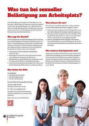 Plakat „Grenzen setzen - Was tun bei sexueller Belästigung am Arbeitsplatz?" Plakat „Grenzen setzen - Was tun bei sexueller Belästigung am Arbeitsplatz?"