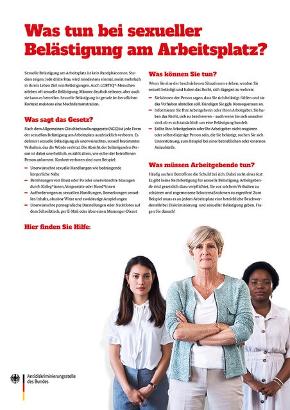 Plakat „Grenzen setzen - Was tun bei sexueller Belästigung am Arbeitsplatz?" Plakat „Grenzen setzen - Was tun bei sexueller Belästigung am Arbeitsplatz?"